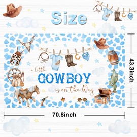 Avezano Cowboy Baby Shower Backdrop A Little Cowboy is On The Way Party Decorations Blue Western Boys Rodeo Baby Shower Banner Photo Booth Props 6 x 3.6 ft