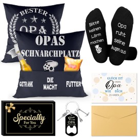 Rebundex Best Grandpa Gift Father's Day Gift for Grandpa Gift Birthday Father's Day Socks Keyring Greeting Cards Cushion Cover 45 x 45 cm