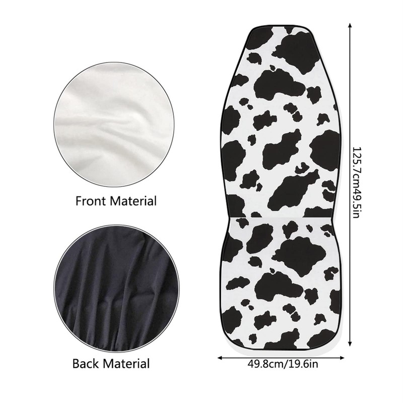 Dreaweet Stylish Cow Print Auto Seat Covers Black&White Front Seat