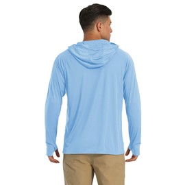 Long Sleeve Shirts for Men Athletic Shirts UPF 50+ Quick Dry Hooded Shirts Sun Protection Shirts Moisture Wicking T-Shirts Rash Guards Blue