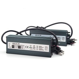 2 Pack LED Driver 24V 120 W Waterproof IP67 Power Supply Transformer, 85-265V AC to 24V DC Low Voltage Output, LED Transformer with 3-Prong Plug Cable for LED Light, Computer Project, Outdoor Light