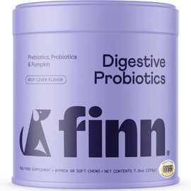 Finn Digestive Probiotics for Dogs - Complete Digestive System Support with Pumpkin, Prebiotics, & Live Probiotics - Vet Recommended & Made in The USA - 90 Soft Chews