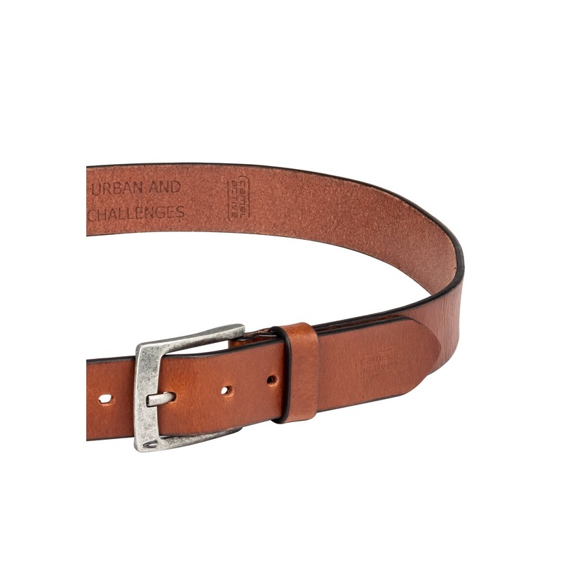 camel active Men's Basic Leather Belt, Cognac