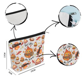 WZJHCL Fire Demon Makeup Pouch Calcifer Cosmetic Bag Calcifer Fans Lover Gift Anime Lover Gift She Likes My Spark (Spark)