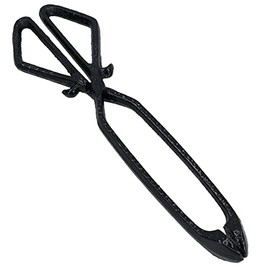 AB Tools Straight Log Tongs Cast Iron Metal Fireplace Firepit Wood Coal Heavy Duty Scissor