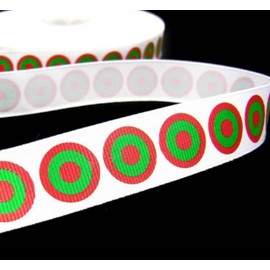 1 Pcs 7/8"W Bullseye Polka Dot Grosgrain Ribbon White Red Green 5 Yards, Ribbon for Gift Wrapping | #AA120RK