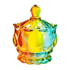 QIANCHANG Colorful Crystal Glass Candy Dish, Cute Apothecary Cookies Jar, Decorative Candy Jars with Lids