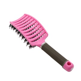 Boar Bristle Nylon Hairbrush, Curved & Vented Detangle Hair Brush, Hair Scalp Massage Comb with Soft Paddle for Women/Salon Hairdressing