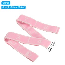 PATIKIL Exercise Bands, 35.4 Inch 2 Pcs Yoga Stretching Strap Latin Elastic Bands for Physical Dance Stretch Pilates Resistance Bands for Working Out, Pink
