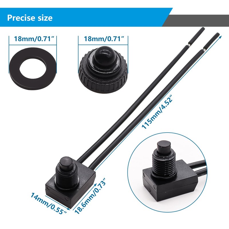 mxuteuk 5pcs 12V RV Waterproof Push Button Switch Black ON/Off