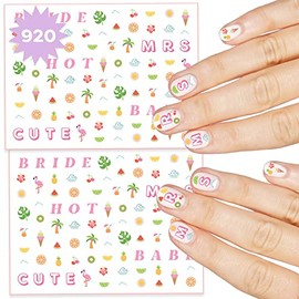 xo, Fetti Summer Bachelorette Nail Stickers - 920 Decals | Pink Bride Party Decorations, Future Mrs, Babe, Bridesmaid Favors, Fruit