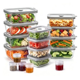 Woaiwo-q 12 Pack Multi-Size Glass Food Storage Containers with Glass Lids