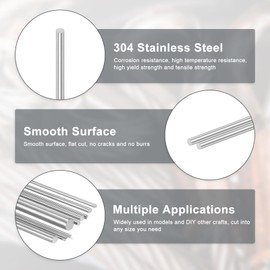 M METERXITY 20-Pack 304 Stainless Steel Solid Round Rod, 1x350mm Metal Solid Shaft Rods for DIY Craft/Model Car/Helicopter Airplane/Metal Working, Lathe Bar Smooth Stock [0.04x13.78IN]
