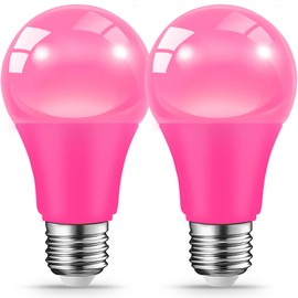 JAHEKS LED Pink Light Bulbs for Outdoor Indoor, 9W(60W Equivalent) E26 Base Pink Bulb for Christmas, Halloween,Wedding,Party,Bar,Porch,Holiday Lighting,Home Decor, 2-Pack