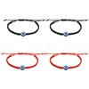 KINBOM 4 Pcs Evil Eye Bracelet Adjustable Lucky Black and