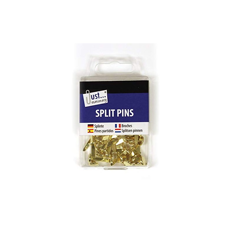 Just stationery Split Pins 50x20mm, Metal, Golden/Brass Colour, 20mm