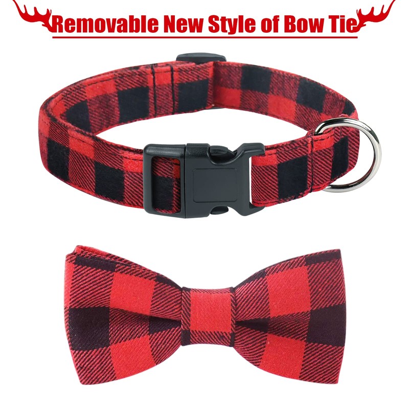 Malier Dog Collar with Bow tie, Classice Plaid Pattern Dog