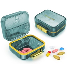 Meeyoga Pastillero Desmontable de 2Pcs, Pastilleros para medicamentos pequeño, Pastillero de viaje con 7 Compartimentos, Organizador de pastillas impermeable, para medicamentos y vitaminas