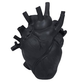 ecorative Heart Vase, Resin Vase Flower Pot - Anatomical Heart Shaped Desktop Decoration Ornament Craft for Farmhouse Living Room Bedroom Countertop (Black,S)