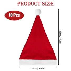 ZPLASK 10Pcs Santa Hat, Father Christmas Hats Xmas Party, Fancy Dress or Santa Claus Costume Santa Hats, Bulk Comfortable Christmas Hat for New Year Festive Party Christmas Supplies