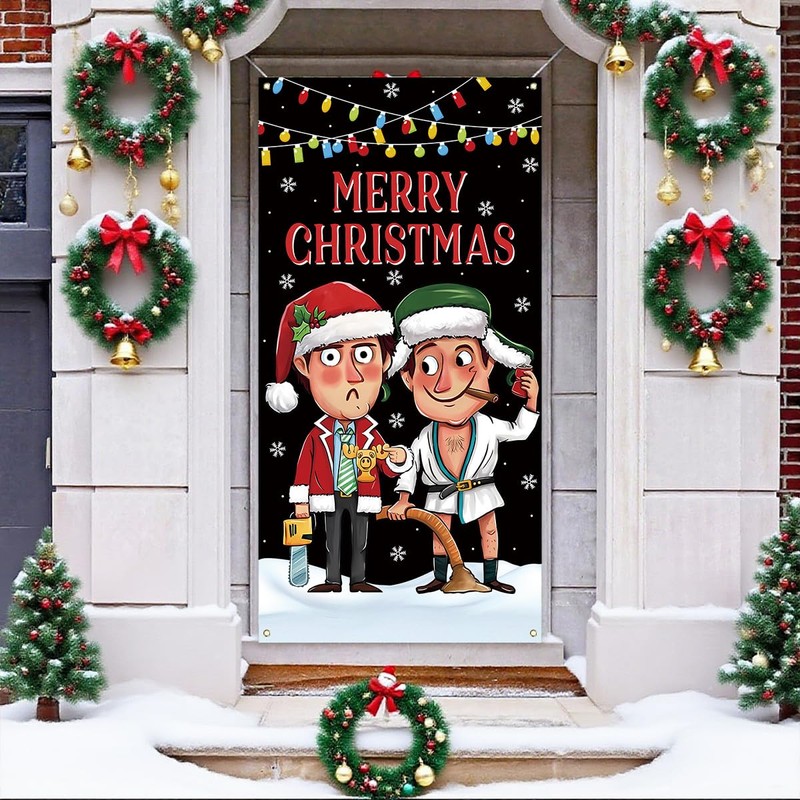 Funny Christmas Banner Happy Xmas Backdrop Sign Winter Xmas Decor