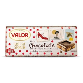 Valor. Milk Chocolate with Mediterranean Almonds. Taste of Spain Limited Edition. 250g (8.75oz).