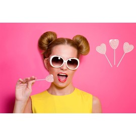 Valentine's Day Heart Lollipop Candy Sucker Assortment, Dextrose Pressed Candy, Kiss me, Be Mine, I Love You, and Sweet Heart, Individually Wrapped (12-Pack)