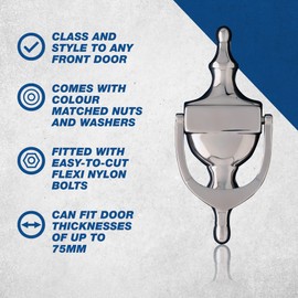 UAP 6" Victorian Urn Door Knocker for Front Door - Traditional Door Knocker with Spy Hole Option & Through-Bolt Fixings - Classic Elegant Entryway Hardware (PVD Gold Stainless Steel)