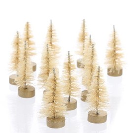 Factory Direct Craft Miniature White Sisal Christmas Trees on Wooden Bases | Set of 36 Christmas Trees