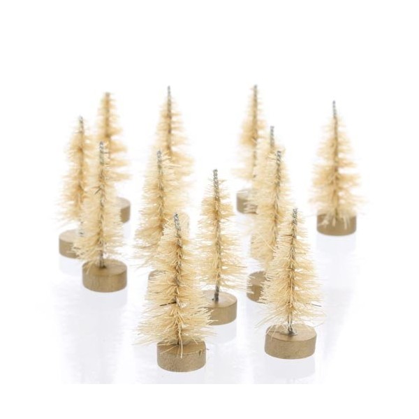 Factory Direct Craft Miniature White Sisal Christmas Trees on Wooden