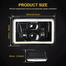 COLIGHT DOT For Nissan 720 1983-1986 4PCS 4X6" LED Headlights Hi-Lo DRL Turn Signal Ring