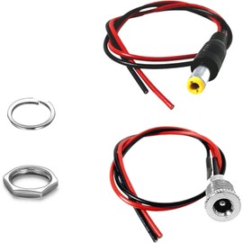 Felixstory Charging Port for Hoverboard 55 21 Plug 5.5x2.1mm DC Socket Female Threaded Mounting Plate Adapter with Anti-Dust Plug 5.5x2.1/5.5x2.5 Charging Port 1 Pack