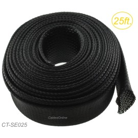 CablesOnline 25ft 2" (50.8mm) Diameter, 2" to 5" Expandable Braided Sleeving, CT-SE025