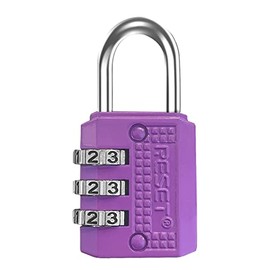 RESET -071 - Candado pequeño de combinación de 3 dígitos para mini casillero, veliz, mochila, color morado
