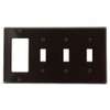 Leviton 4-Gang 3-Toggle 1-Decora/GFCI Device Combination Wallplate, P326, Brown
