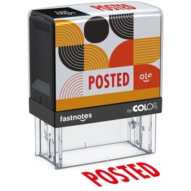 Fastnotes Posted Self-Inking Rubber Stamp by COLOP - Great for Office Documents, Notary, Warehouse, Accounting Paperwork, Business, and Legal Documentation - Red Ink (Posted- Red)