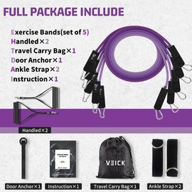 VEICK Resistance Bands, Exercise Bands, Workout Bands, Resistance Bands for Working Out with Handles for Men and Women, Exercising Bands for Strength Training Equipment at Home