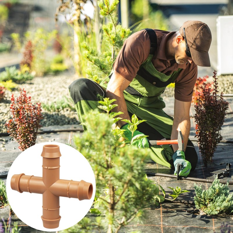 iMopo 12 Pack Drip Irrigation Fittings Cross Connectors, 1/2 Inch