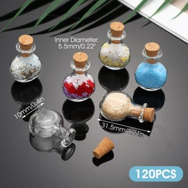 Pafeooui 120 Pcs 2ml Mini Glass Bottles with Cork Stoppers – Small Clear Jars for DIY Crafts, Wishing Bottles, Wedding Favors, Party Decorations & More