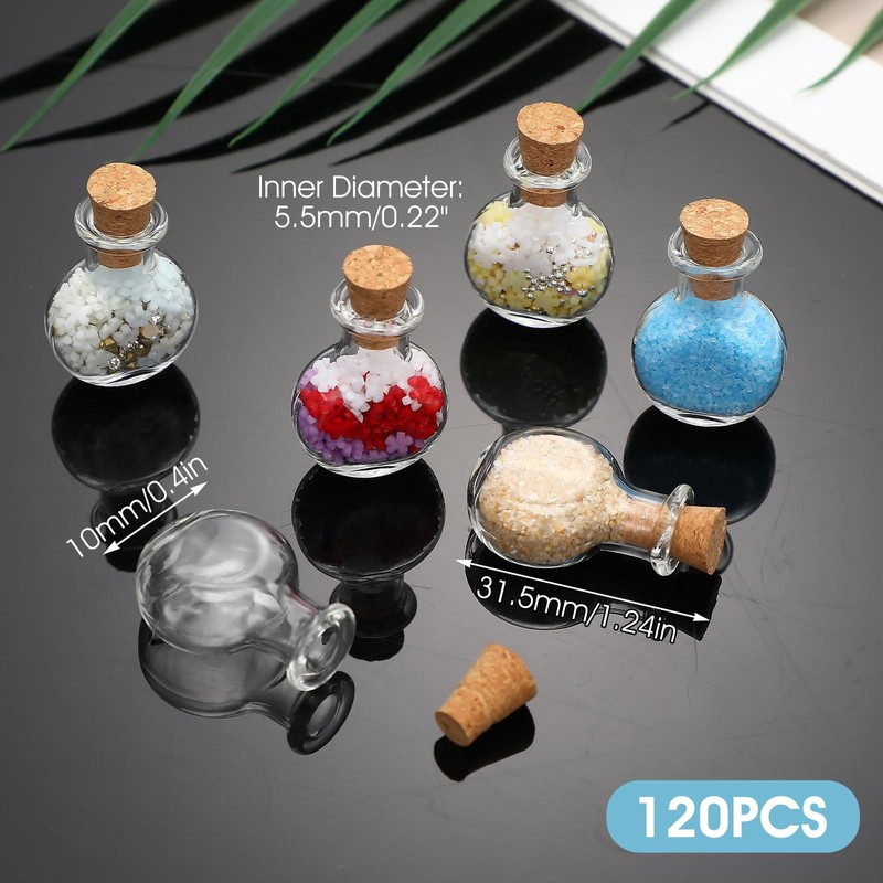 Pafeooui 120 Pcs 2ml Mini Glass Bottles with Cork Stoppers