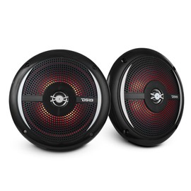 DS18 NXL-6SL/BK Marine Slim Speaker 6.5" 2-Way 100 Watts Max 25 Watts RMS 4 Ohms 100% UV Stable IP65 Marine Grade - Integrated RGB LED Lighting - for All Elements, UTV, ATV & Jeeps (Pair)