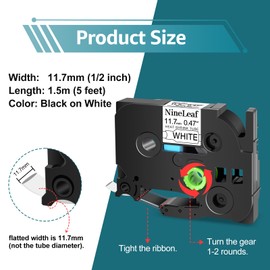 NineLeaf 10 Pack Compatible for Ptouch HSe-231 HSe231 HS-231 HS231 AHS-231 White 11.7mm 1/2 inch 0.46'' Heat Shrink Tubes for PT-D210 PT-E300 PT-E500 PT-P910BT PT-P750W Label Maker Tapes
