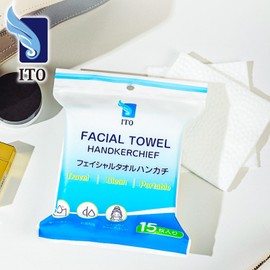 ITO Cleansing Towel, Disposable Handkerchief, Set of 6, 15 Pieces, For Business Trips, Travels, Outdoors, Camping, Picnics, Portable, Disposable Towel, Mobile Phone, Facial Cleansing, Hand Towel, Mini Towel, Handkerchief, Kids, Sports Events, Water Play