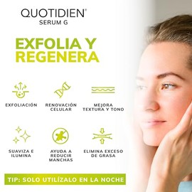 Quotidien | Serum Acido Glicolico 10% + Aloe Vera + Glicerina | Exfoliación Efectiva | Disminuye Imperfecciones y Líneas de Expresión | Ideal Todo Tip