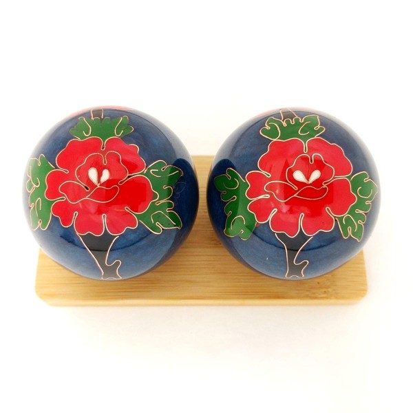 Top Chi Peony Baoding Balls with Bamboo Stand (Medium 1.6 Inch)