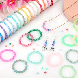 shynek 1400 Pieces 6mm Round Glass Beads for Bracelets, 28 Colors Bracelet Beads, Glass Crystal Beads for Jewelry Making, Bracelet Making and DIY Crafts(Gradient Mermaid Color)