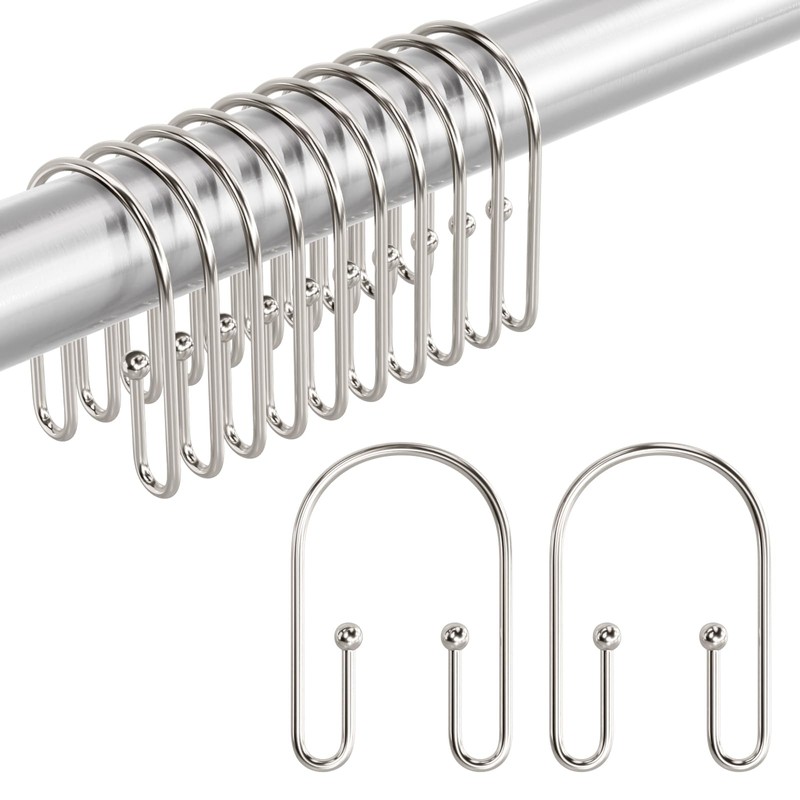 AmazerBath Shower Curtain Hooks, Nickel Shower Curtain Hooks Rust Proof,