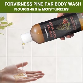 Pine Tar Body Wash, 11 fl oz 100% Natural Pine Tar oil Body Wash Dandruff Wash Shampoo, Body Odor Liquid Soap Deodorant for Men, Deep Cleansing & Moisturizing Shower Gel