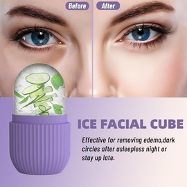 SOZOMO 2Piezas Rodillo de Hielo para la Cara, Molde de Hielo para Cara, Molde de Hielo de Silicona Reutilizable Herramientasde Cuidado para Masaje Fac