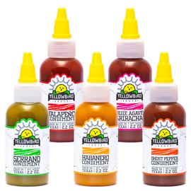 Yellowbird Classic Hot Sauce Variety Set 2.2 oz Travel-Size (Mellow Hot to Real Hot | 5 Flavors | Gift Pack)
